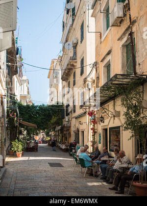 La città di Corfù street Foto Stock