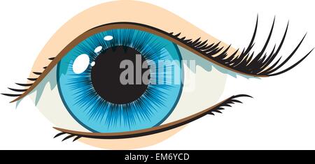 Vector donna blu con gli occhi su sfondo bianco Illustrazione Vettoriale