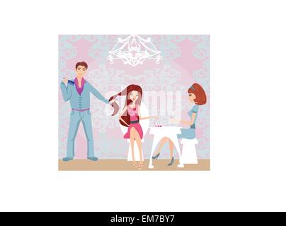 Ragazza in un salone di bellezza, di manicure e parrucchiere Illustrazione Vettoriale