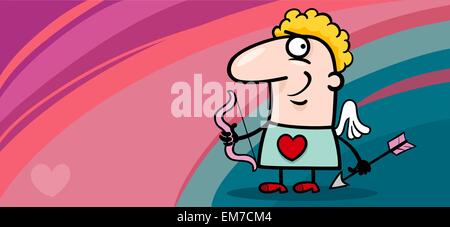 Scheda di san valentino cartoon con Cupido Illustrazione Vettoriale