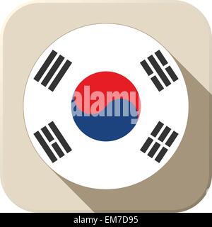 Corea del Sud bandiera icona pulsante moderno Illustrazione Vettoriale