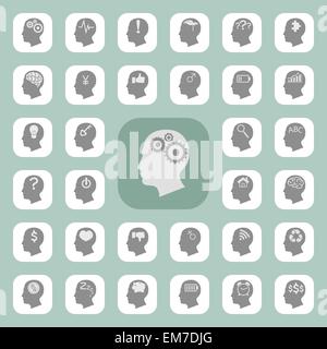 Teste di pensiero icone , eps10 formato vettoriale Illustrazione Vettoriale