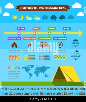 Appartamento Camping modello infografico. Illustrazione Vettoriale