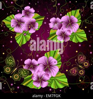 Seamless floral modello scuro Illustrazione Vettoriale