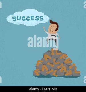 Business man saltando il fallimento vai al successo , symbolizin Illustrazione Vettoriale