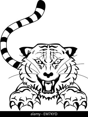 Arrabbiato tiger tattoo Illustrazione Vettoriale