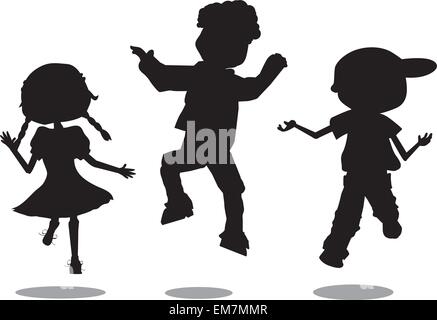 Jumping kids sagome Illustrazione Vettoriale