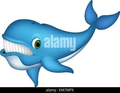 Carino balena blu cartoon Illustrazione Vettoriale