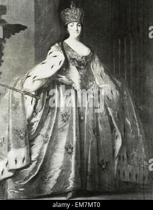 Caterina la Grande (1729-1796). Imperatrice Autocat e di tutte le Russie. Ritratto. Incisione. Copia di un ritratto vintage. Foto Stock