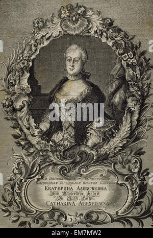 Caterina la Grande (1729-1796). Imperatrice Autocat e di tutte le Russie. Ritratto. Incisione. Foto Stock