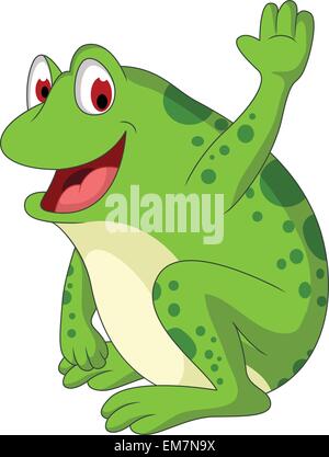Rana simpatico cartoon sorridente Illustrazione Vettoriale