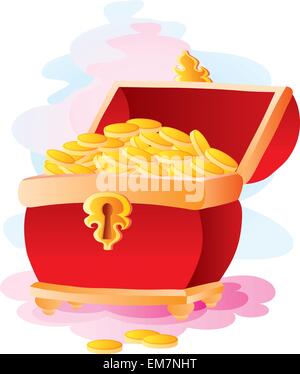 Petto con monete d oro Illustrazione Vettoriale