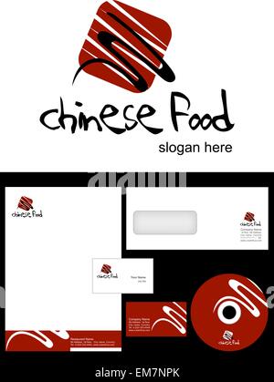 Cibo cinese Logo Design Illustrazione Vettoriale