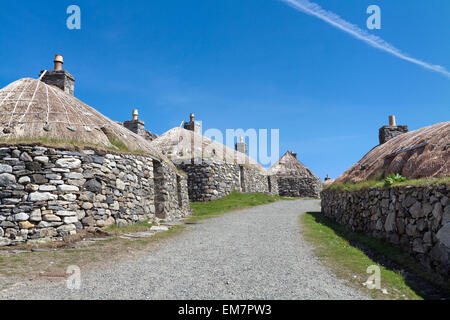 Gearrannan ristrutturato case nero, isola di Lewis, Ebridi Esterne, Scozia Foto Stock