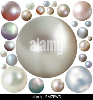 Set di perle di colore isolato su bianco. EPS 8 Illustrazione Vettoriale