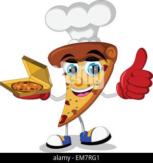 Carino pizza cartoon pollice in alto Illustrazione Vettoriale