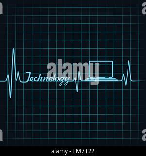 La tecnologia medica concetto -heartbeat icona portatile Illustrazione Vettoriale