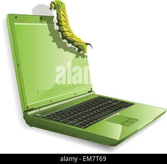 Caterpillar e notebook Illustrazione Vettoriale