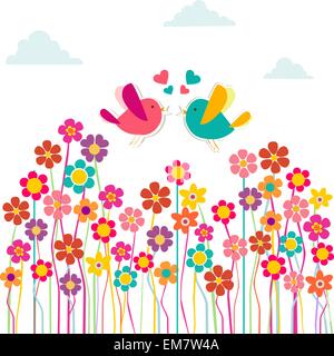 Carino uccelli sociali amore Illustrazione Vettoriale