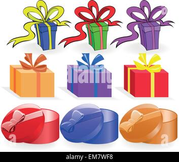 Set di nove scatole Illustrazione Vettoriale