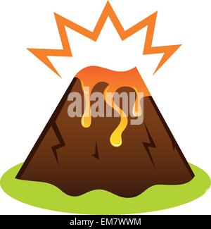 Vulcano Explosing con lava Illustrazione Vettoriale