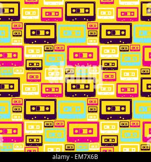 Pop retrò nastri audio pattern Illustrazione Vettoriale