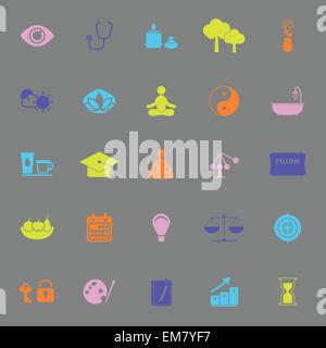 La meditazione le icone a colori su sfondo grigio, vettore di stock Illustrazione Vettoriale