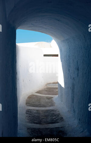 Griechenland, Kykladen, Santorini, Pyrgos, am Burgberg in der Altstadt Kastelli Foto Stock