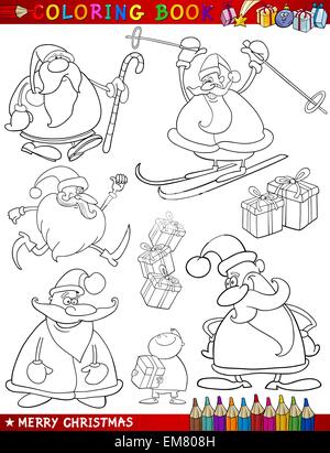 Cartoon temi di Natale per la colorazione Illustrazione Vettoriale