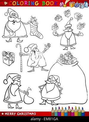 Cartoon temi di Natale per la colorazione Illustrazione Vettoriale