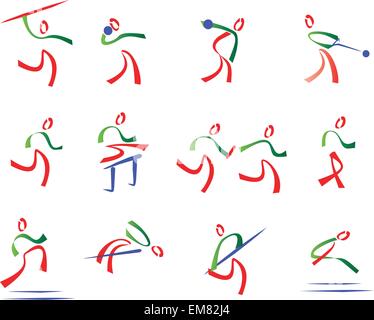 Tutti atletica set di icone dello sport Illustrazione Vettoriale