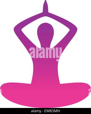 Donna excercising yoga silhouette isolato su bianco Illustrazione Vettoriale