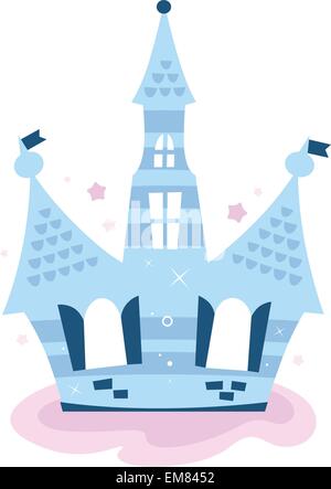La principessa sky Castello isolato su bianco ( blu ) Illustrazione Vettoriale