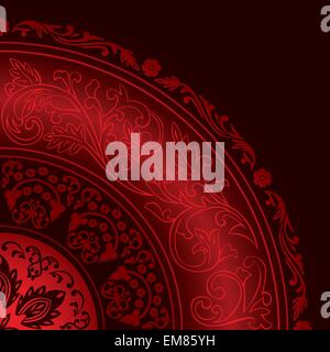 Decorativa cornice rossa con vintage modelli rotondo Illustrazione Vettoriale