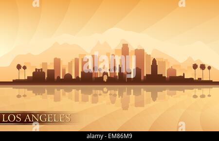 Los Angeles city skyline silhouette dettagliata Illustrazione Vettoriale