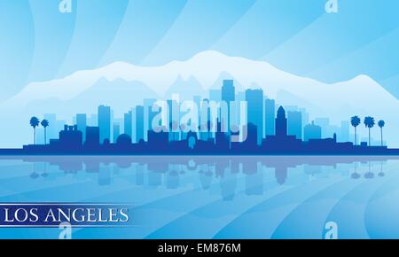 Los Angeles city skyline silhouette dettagliata Illustrazione Vettoriale