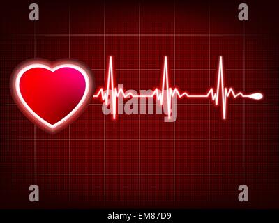 Cuore e simbolo di heartbeat su monitor. EPS 8 Illustrazione Vettoriale