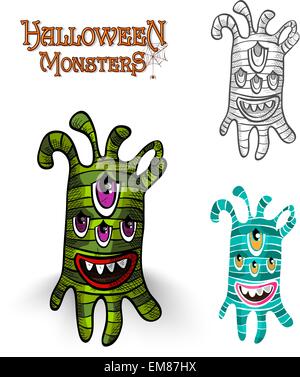 Mostri di Halloween spooky creatura immagine EPS file10 Illustrazione Vettoriale