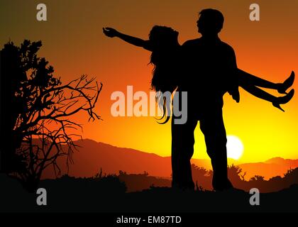 Silhouette romantica Illustrazione Vettoriale