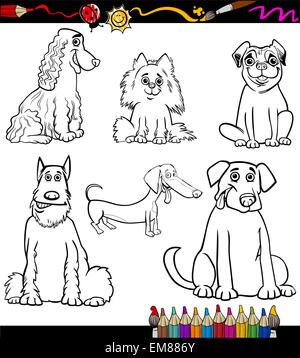 Cartoon cane razze Pagina di colorazione Illustrazione Vettoriale