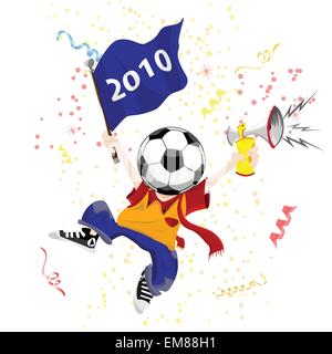 Tifoso di calcio con testa a sfera. Illustrazione Vettoriale