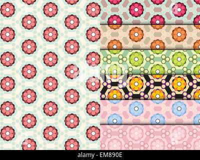 Seamless Pattern di fiori colorati vettore Set Illustrazione Vettoriale