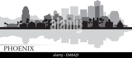 Phoenix skyline della città sullo sfondo di silhouette Illustrazione Vettoriale