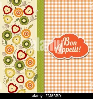 Bon Appetite card con frutti Illustrazione Vettoriale