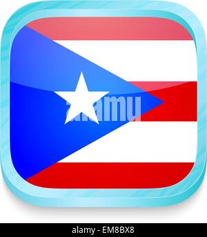 Smart phone con pulsante di Puerto Rico bandiera Illustrazione Vettoriale