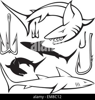 Gli squali e ganci Illustrazione Vettoriale