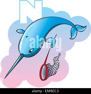 Alfabeto per bambini: lettera N Illustrazione Vettoriale