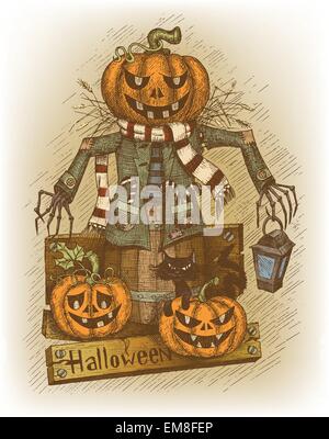 Halloween Illustrazione disegnata a mano Illustrazione Vettoriale