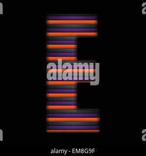 Alfabeto di Halloween lettere nero a strisce Arancioni vettore viola Illustrazione Vettoriale