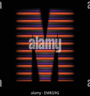 Alfabeto di Halloween lettere nero a strisce Arancioni vettore viola Illustrazione Vettoriale